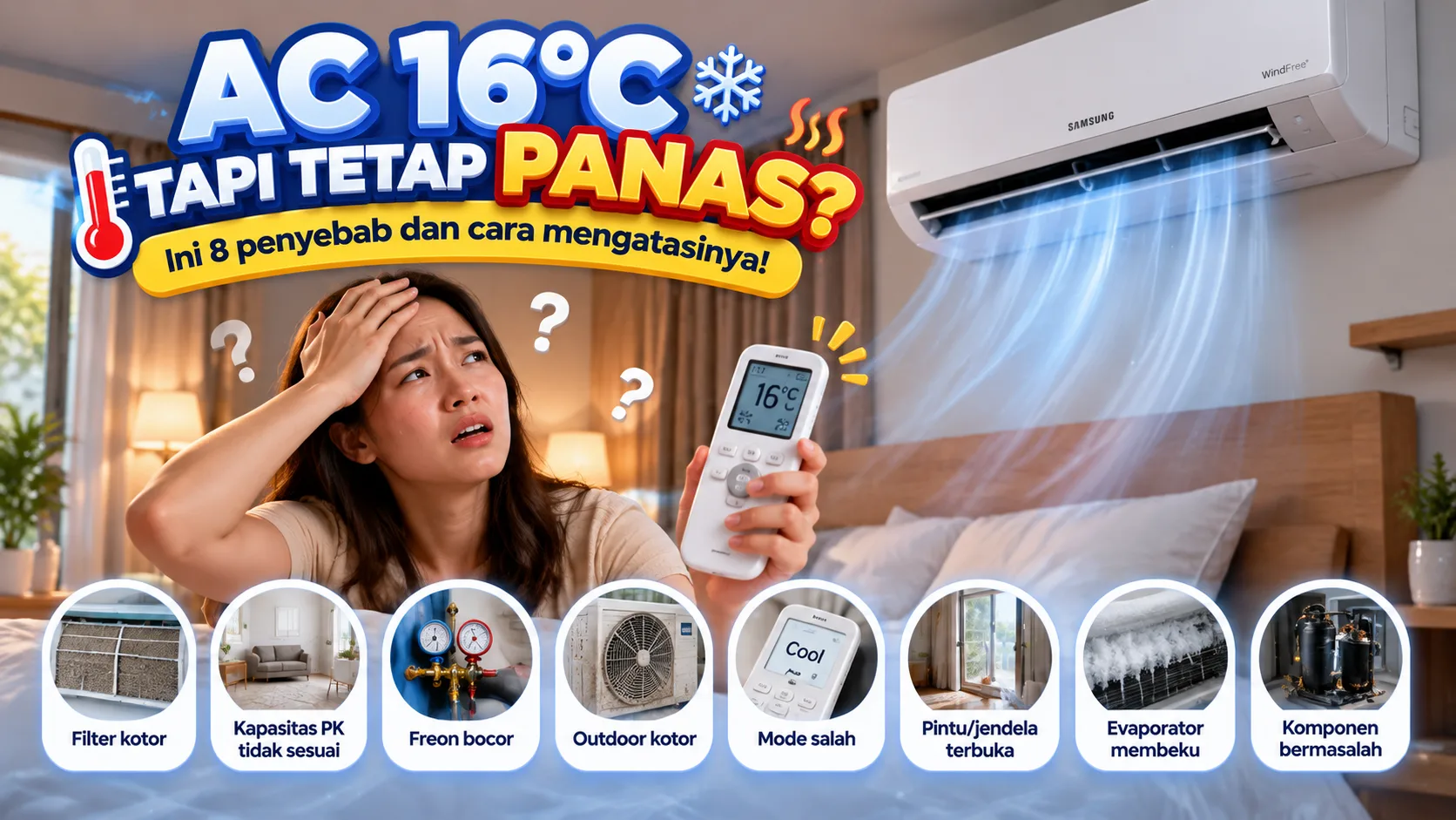 Kenapa AC Tidak Dingin Padahal Sudah 16°C? Ini 8 Penyebab dan Cara Mengatasinya!