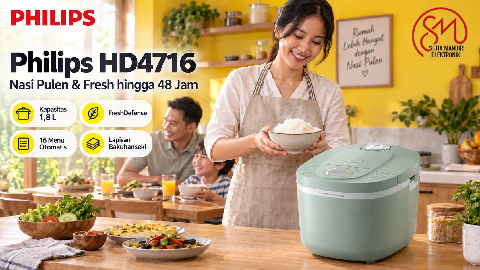 Dapur hangat dengan rice cooker Philips