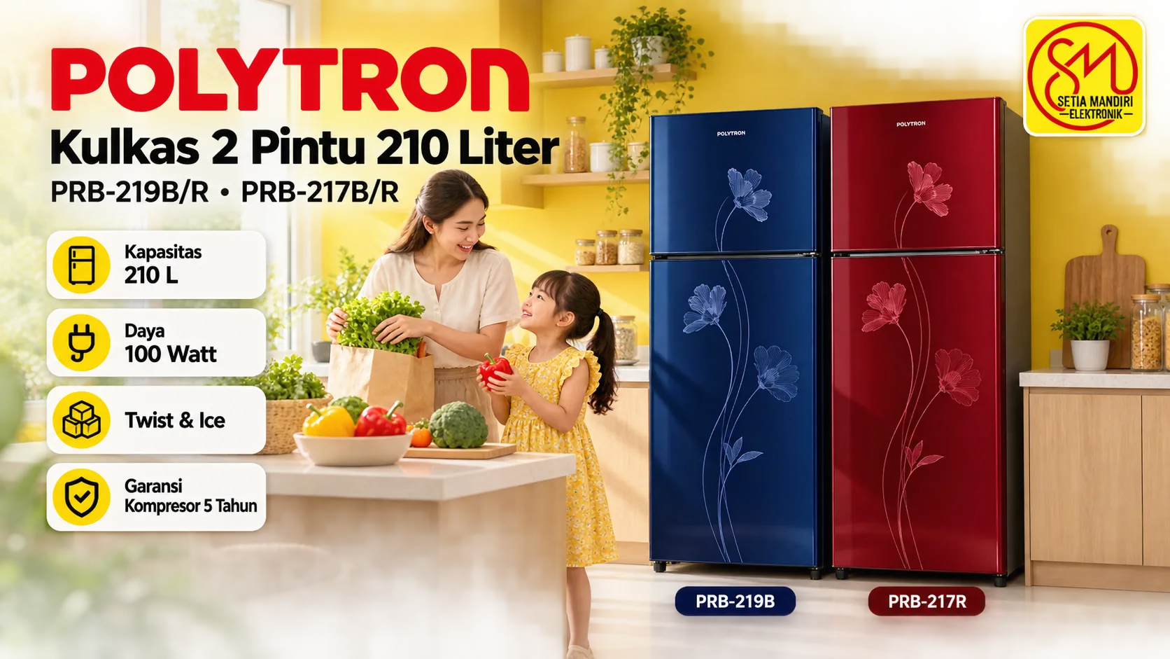  Kulkas 2 Pintu Polytron PRB-219B/R dan PRB-217B/R: Kapasitas Pas untuk Keluarga