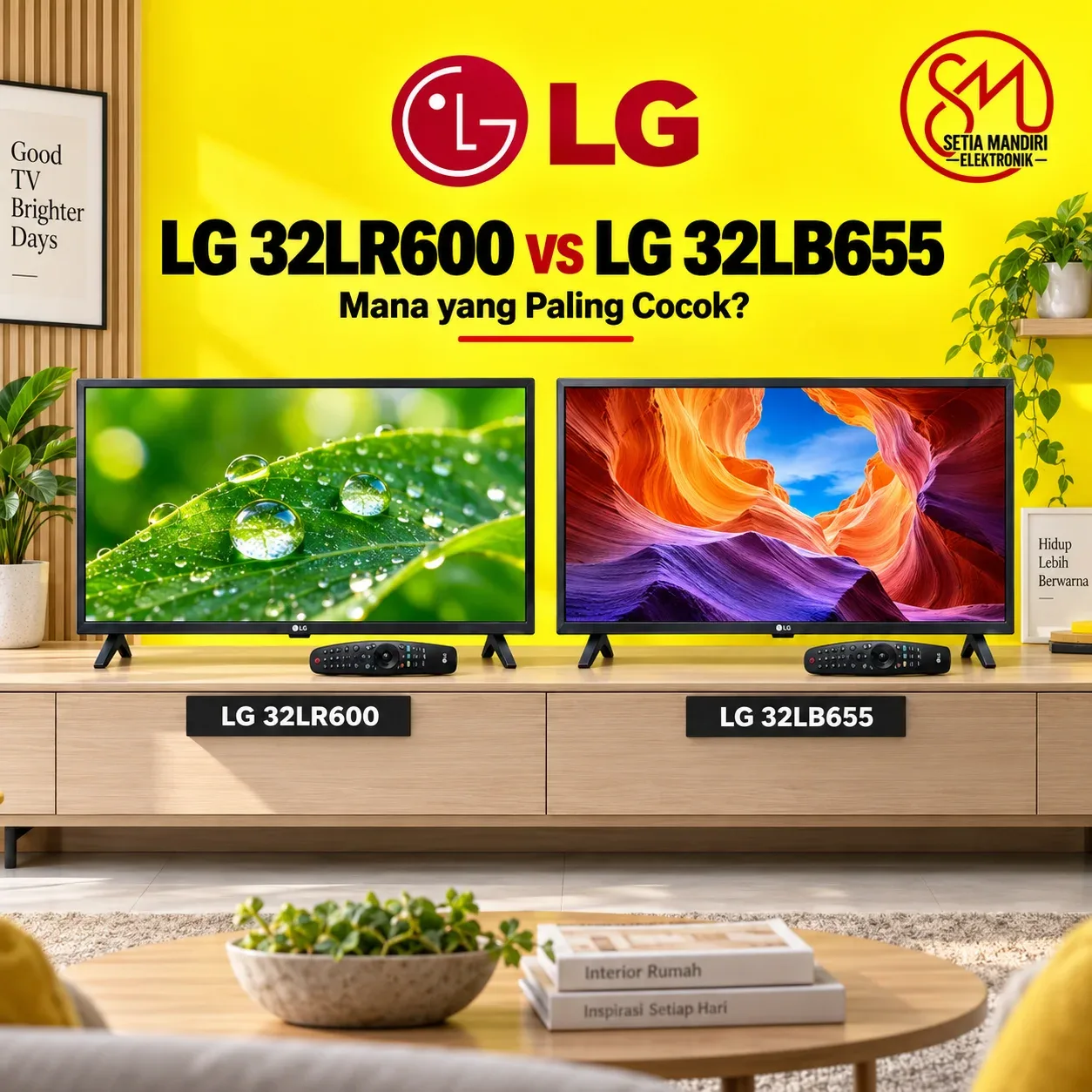 Visualisasi perbandingan LG 32LR600 & LG 32LB655