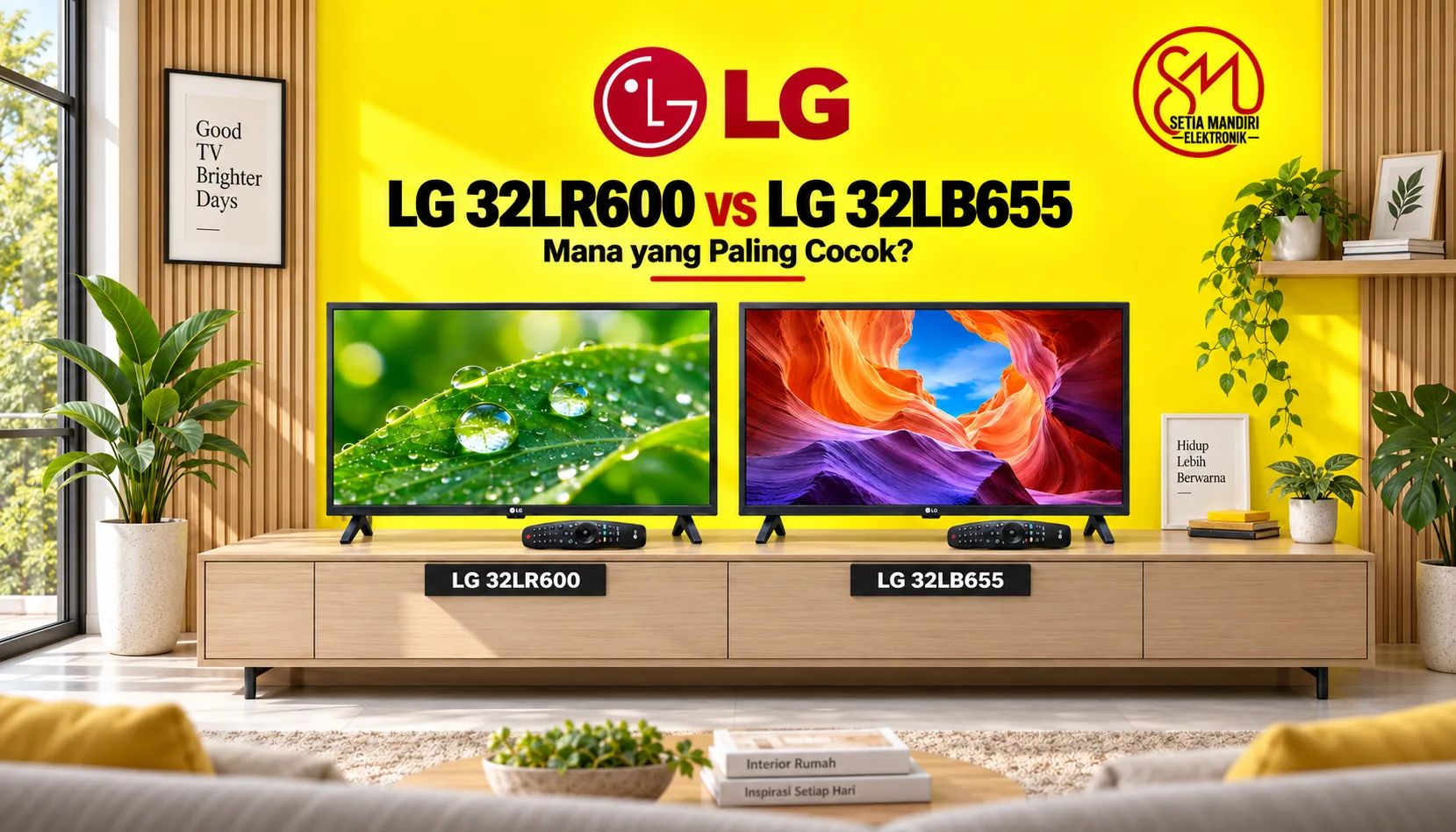 Visualisasi perbandingan LG 32LR600 & LG 32LB655
