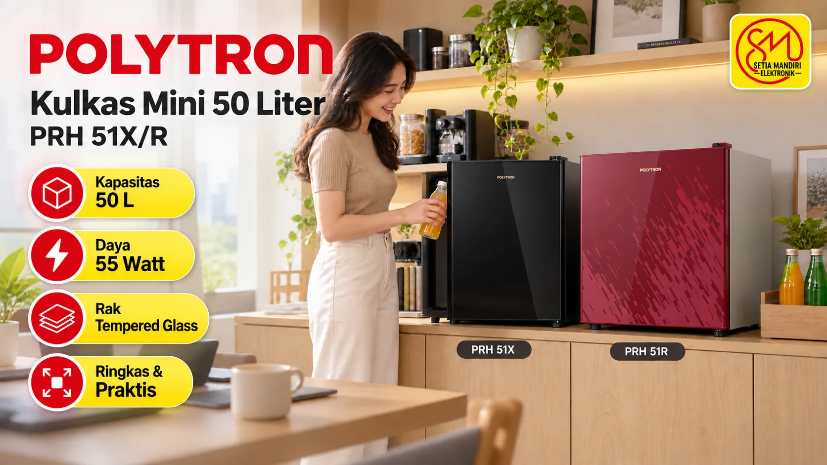 POLYTRON Kulkas Mini 50 Liter PRH 51X/R
