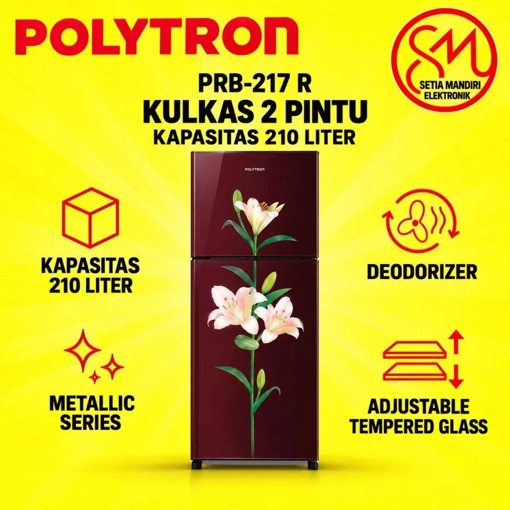 Kulkas 2 Pintu Polytron 210 Liter PRB-219B/R I PRB-217B/R