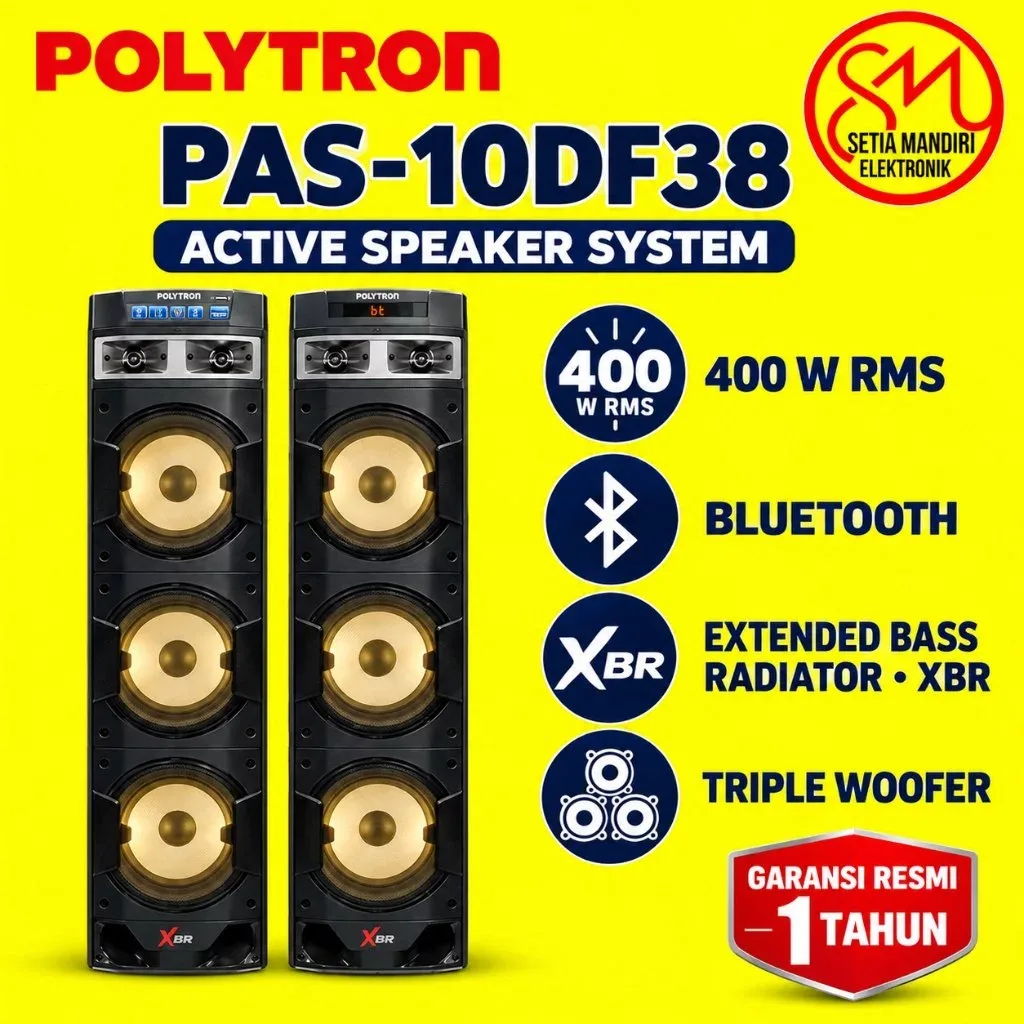 POLYTRON Speaker Aktif Bluetooth Karaoke 10 Inch PAS 10DF38
