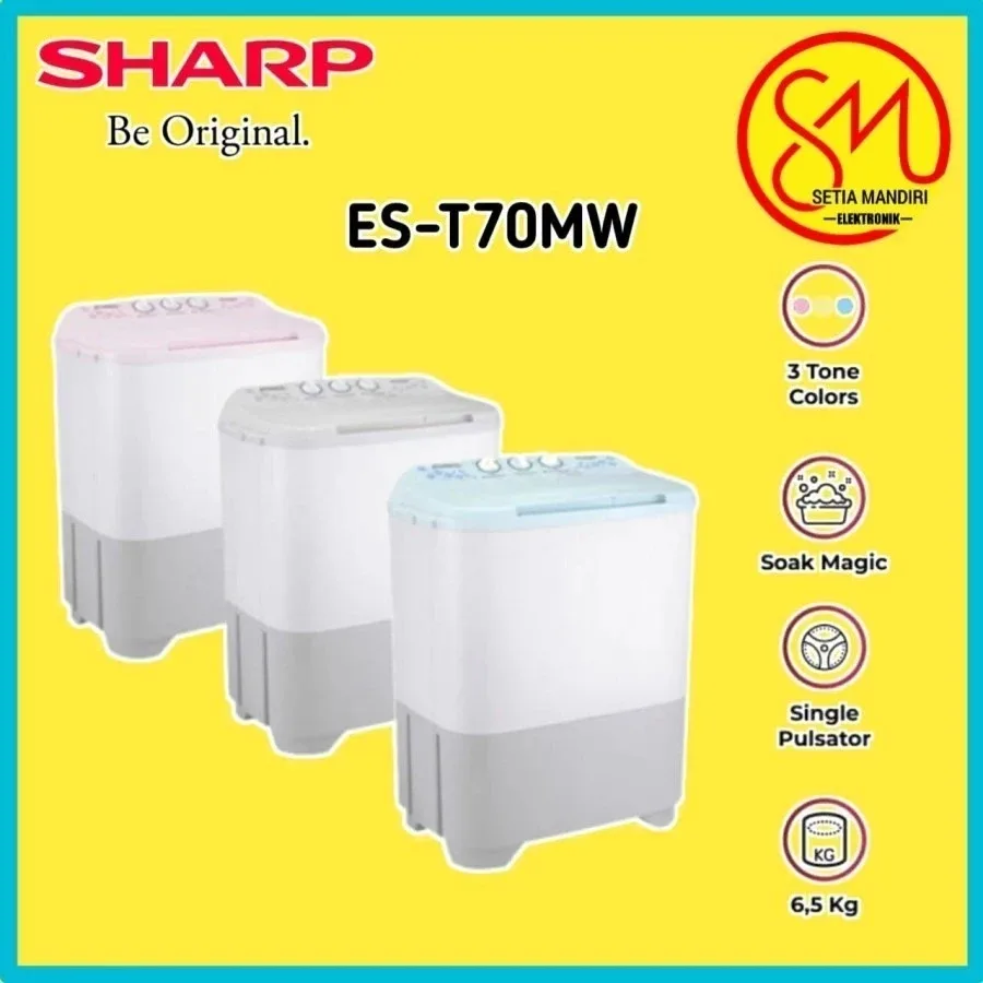 SHARP Mesin Cuci 2 Tabung 7 Kg EST 70 MW I 6.5 Kg EST 68 MW - Garansi 5 Tahun