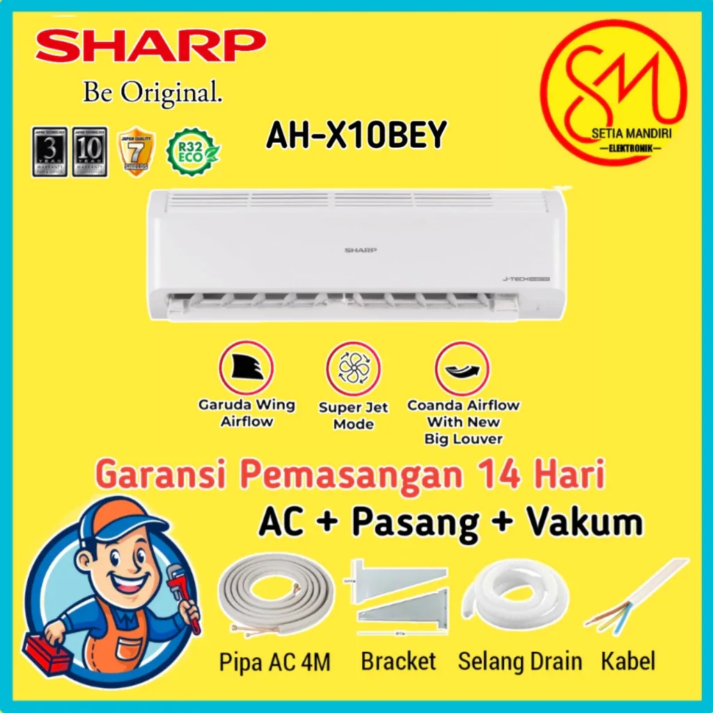 Sharp AC Split Inverter BEY Series 1 PK - AH X10BEY - GARANSI RESMI