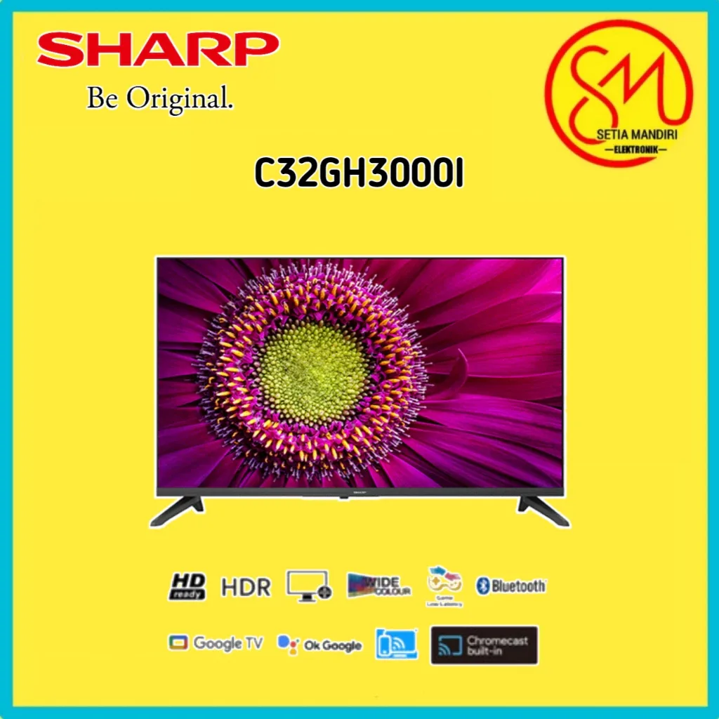 [Instant] SHARP Smart Google TV LED 32 Inch HD-Ready Digital DVB-T2 Chromecast 2T-C32GH3000i