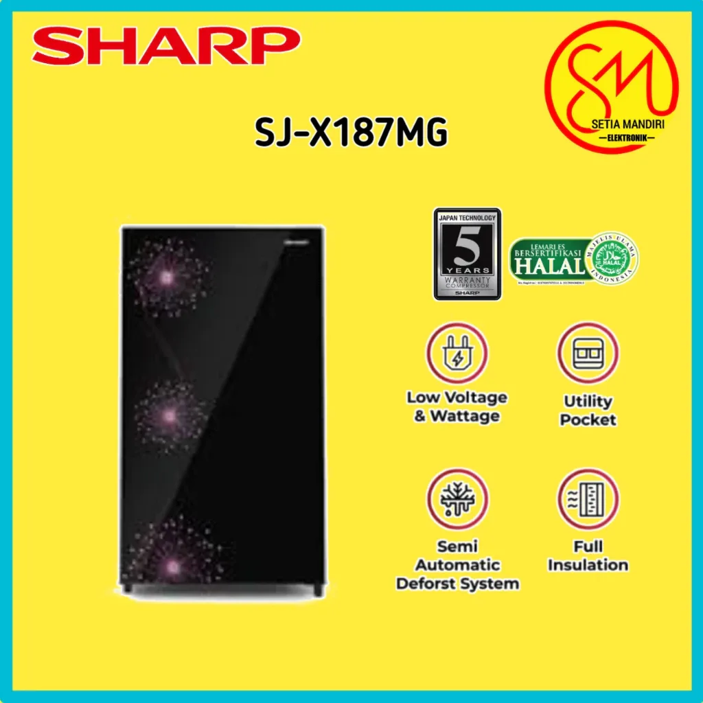 Sharp kulkas 1 pintu Shine Dandelion Series SJ-X187MG-DP/DB | SJX187MG Semi Automatic Defrost