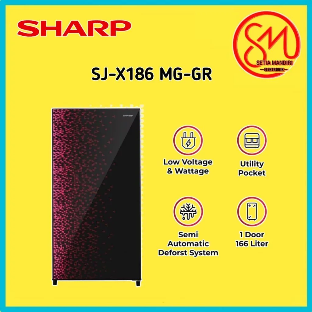 Kulkas 1 pintu SHARP DOUBLE FREEZER SJ-X198WDW SJX186MGGR SJX168MGDP SJX166MGGB