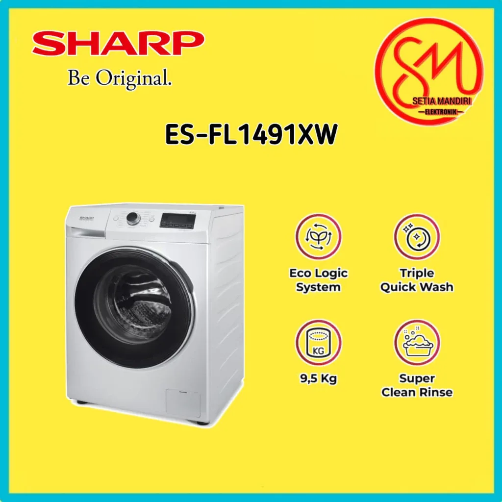 SHARP ES FL 1491 XW / MESIN CUCI FRONT LOADING 9.5 KG / ESFL1491XW