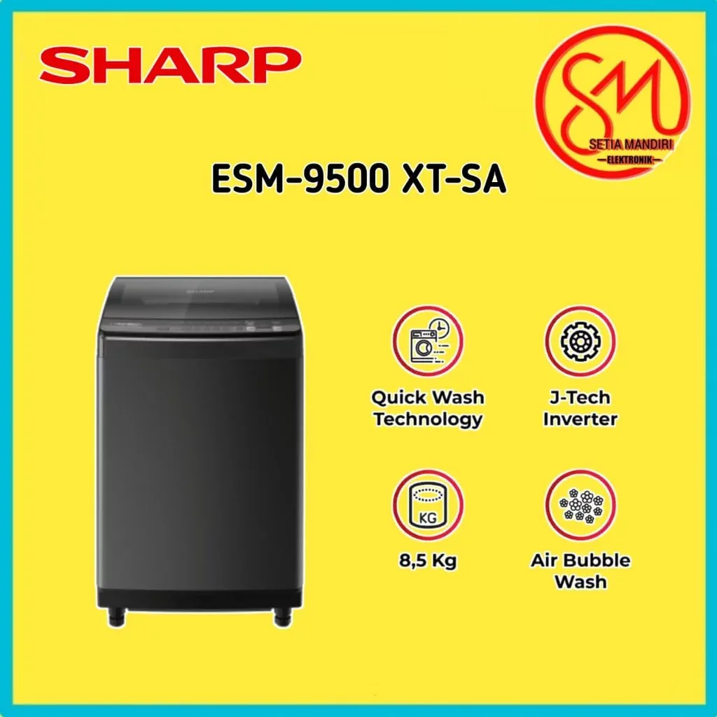 Sharp ESM9500XTSA Mesin Cuci Top Loading 9.5kg J-Tech Inverter Hijab Program