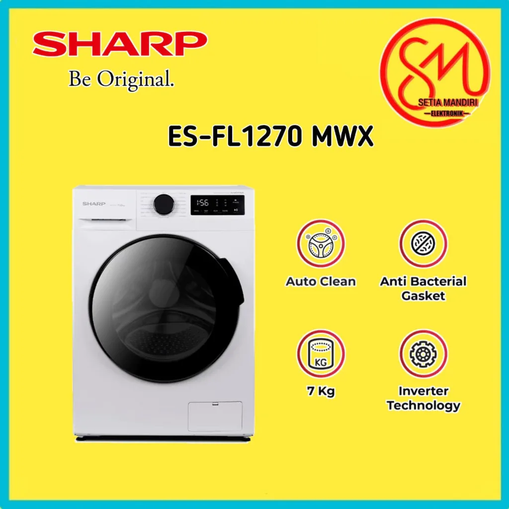Sharp ES-FL1270MWX [7KG] / ES-FL1480MWX [8KG] Mesin Cuci Front Loading Inverter Technology