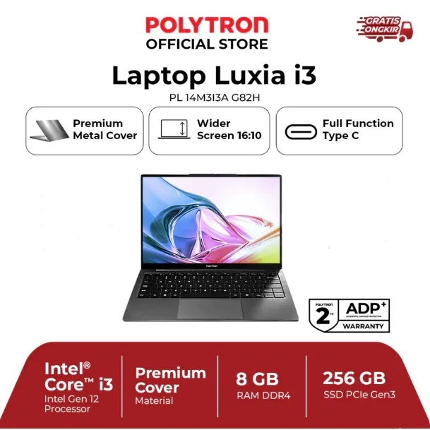 POLYTRON Laptop Luxia i3 | intel i3 -1215U | 14" | 8GB | 256GB | W11 Home | PL 14M3I3A G82H