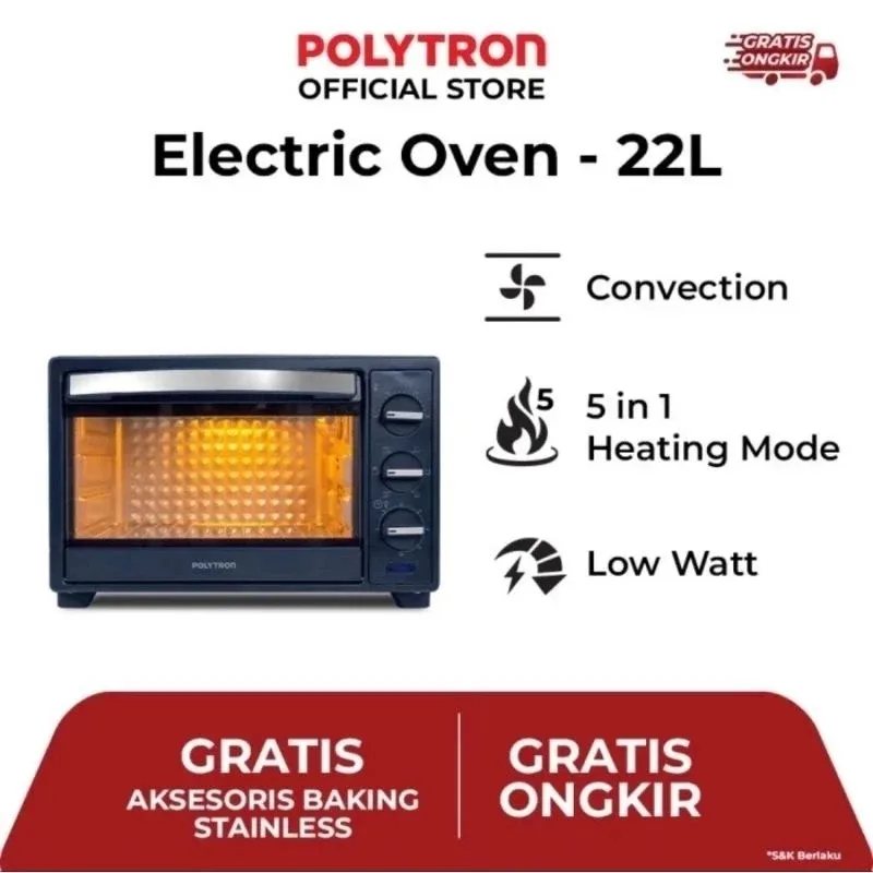 POLYTRON KITCHENMATE OVEN LISTRIK 22L PEO22B1B / Oven Polytron