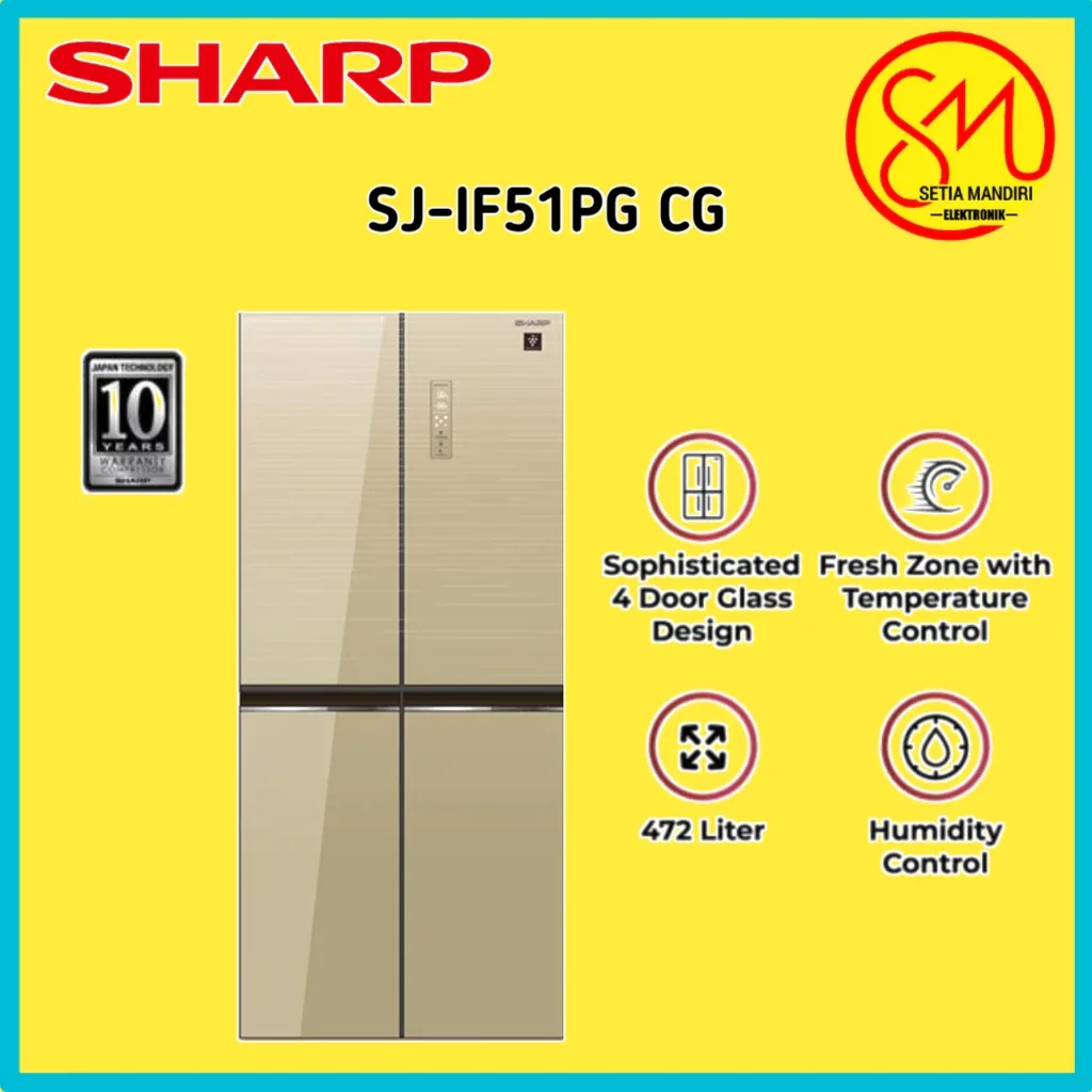 KULKAS SHARP SJ-IF51PG-CG LEMARI ES 4 PINTU SIDE BY SIDE SJ IF 50 PMDS