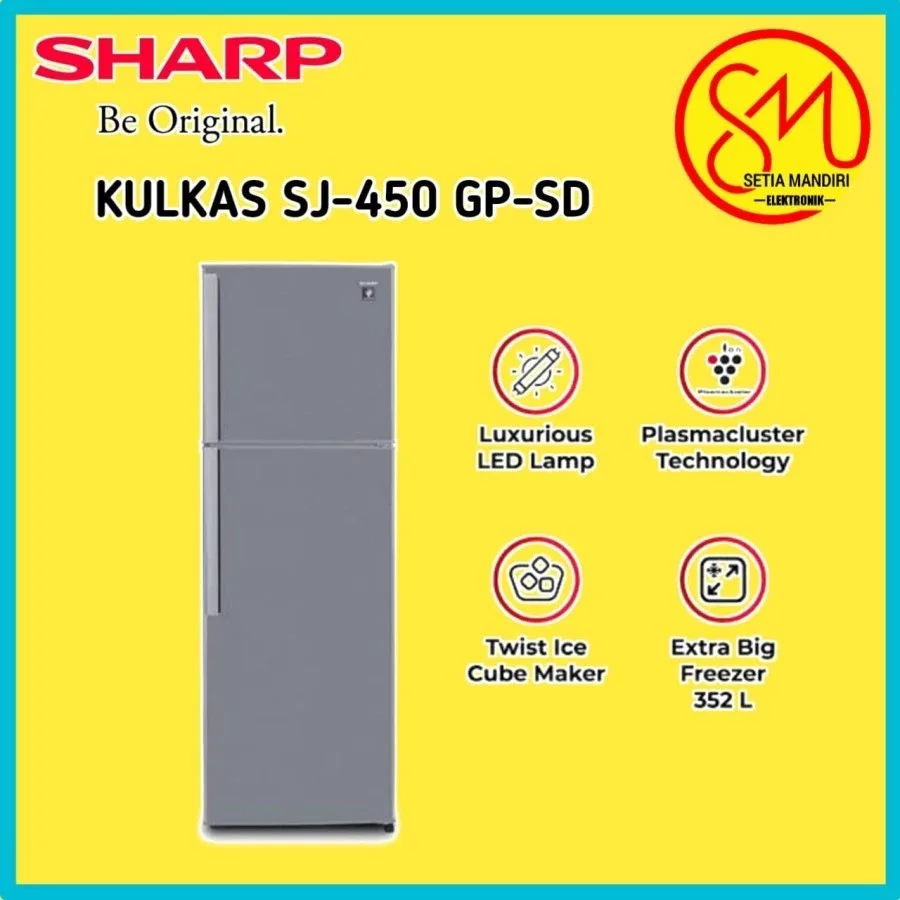 KULKAS SHARP SJ-450GP SD 2 PINTU INVERTER PLASMA SJ 450 GP SD