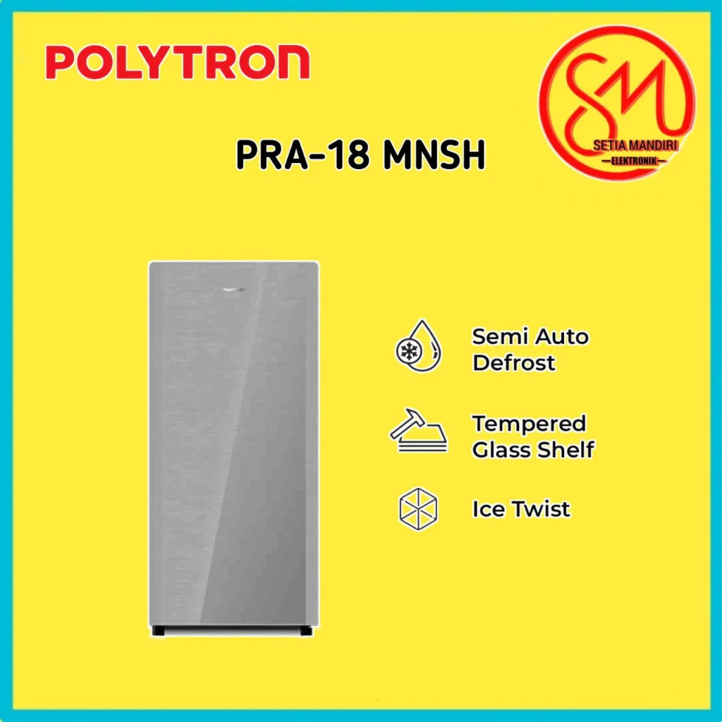 POLYTRON Kulkas 1 pintu 178 Liter Semi Auto Defrost PRA-18MNSH