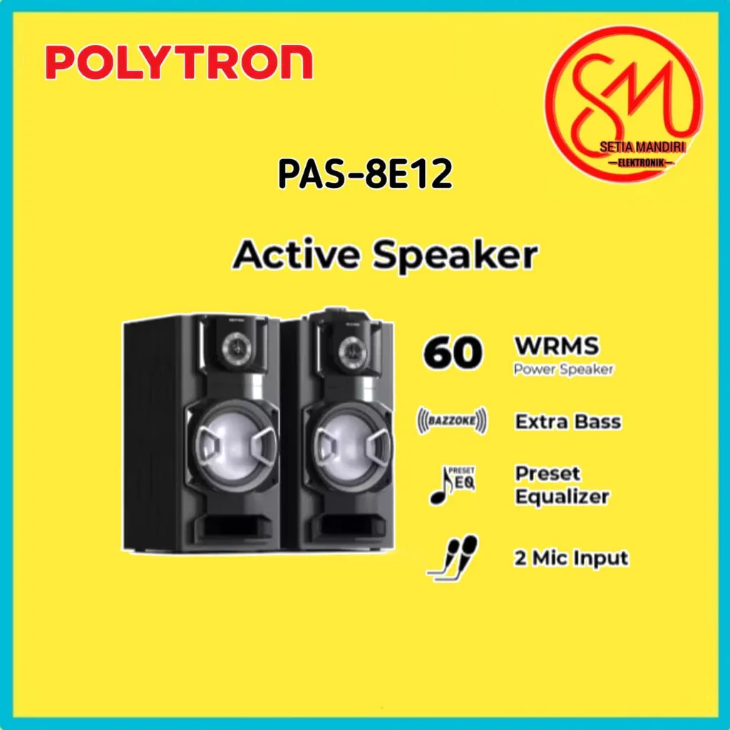 POLYTRON Speaker Aktif PAS 8E10 8E12 Bluetooth Active Speaker 8 Inch Karaoke
