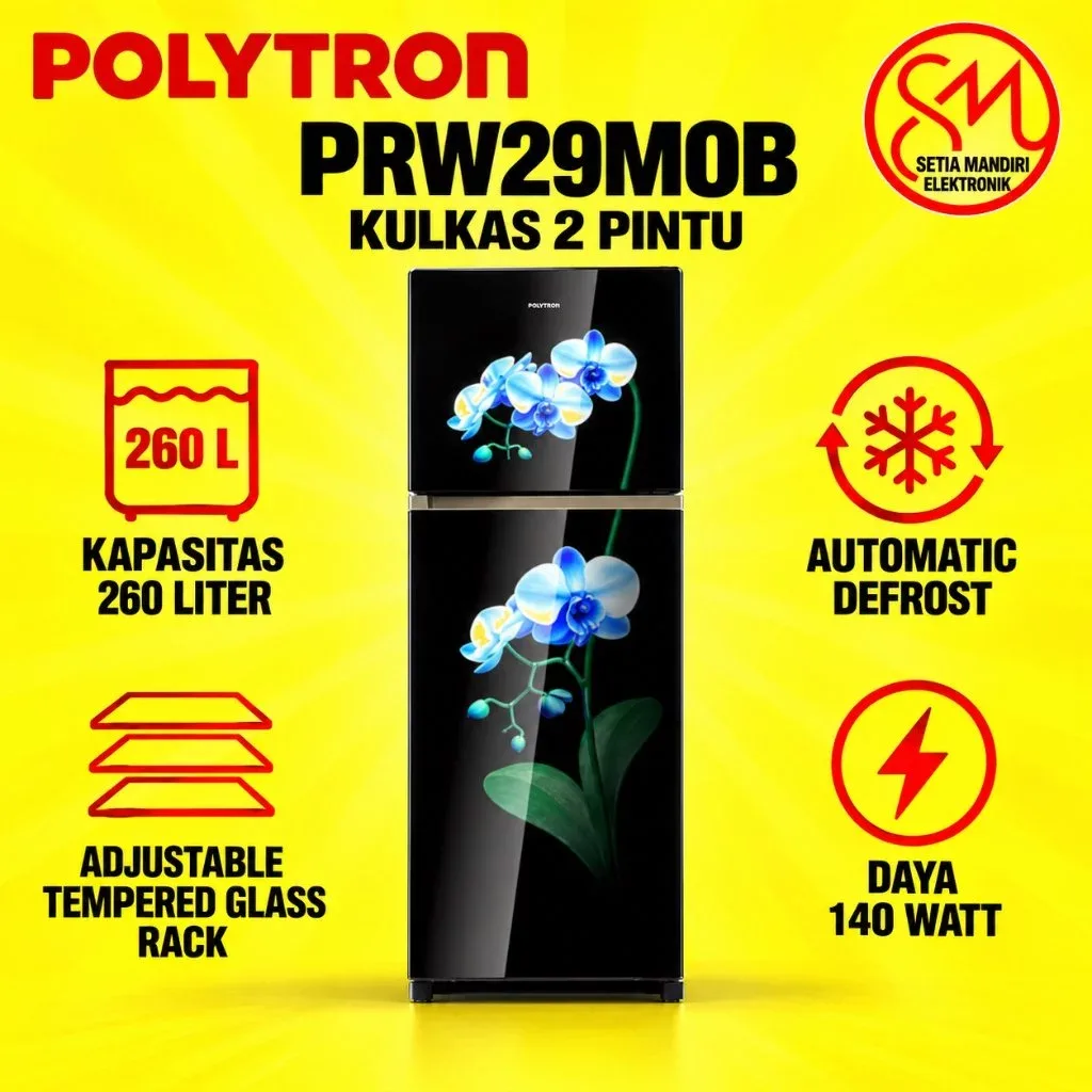 Kulkas POLYTRON Belleza 2 pintu 260 liter PRW 29MOB