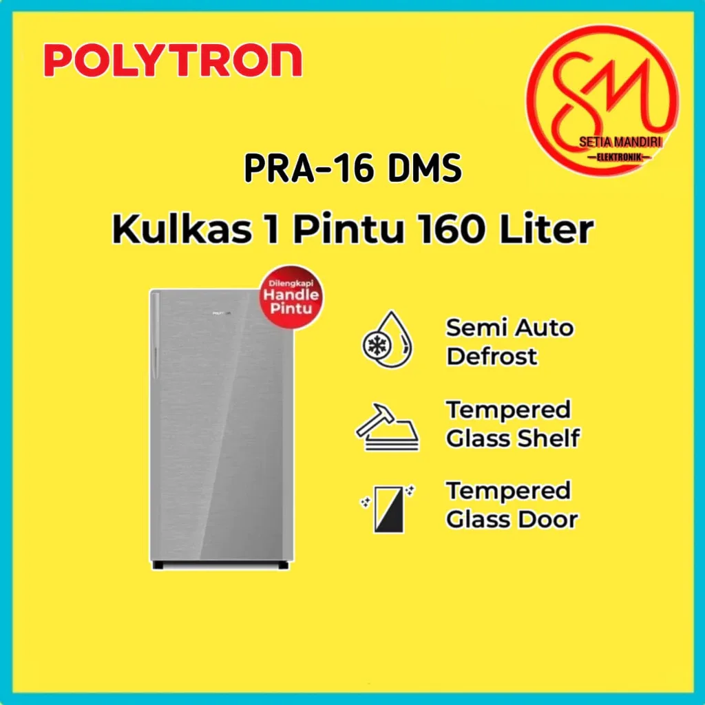 POLYTRON Kulkas 1 Pintu Belleza 160 liter PRA 16D