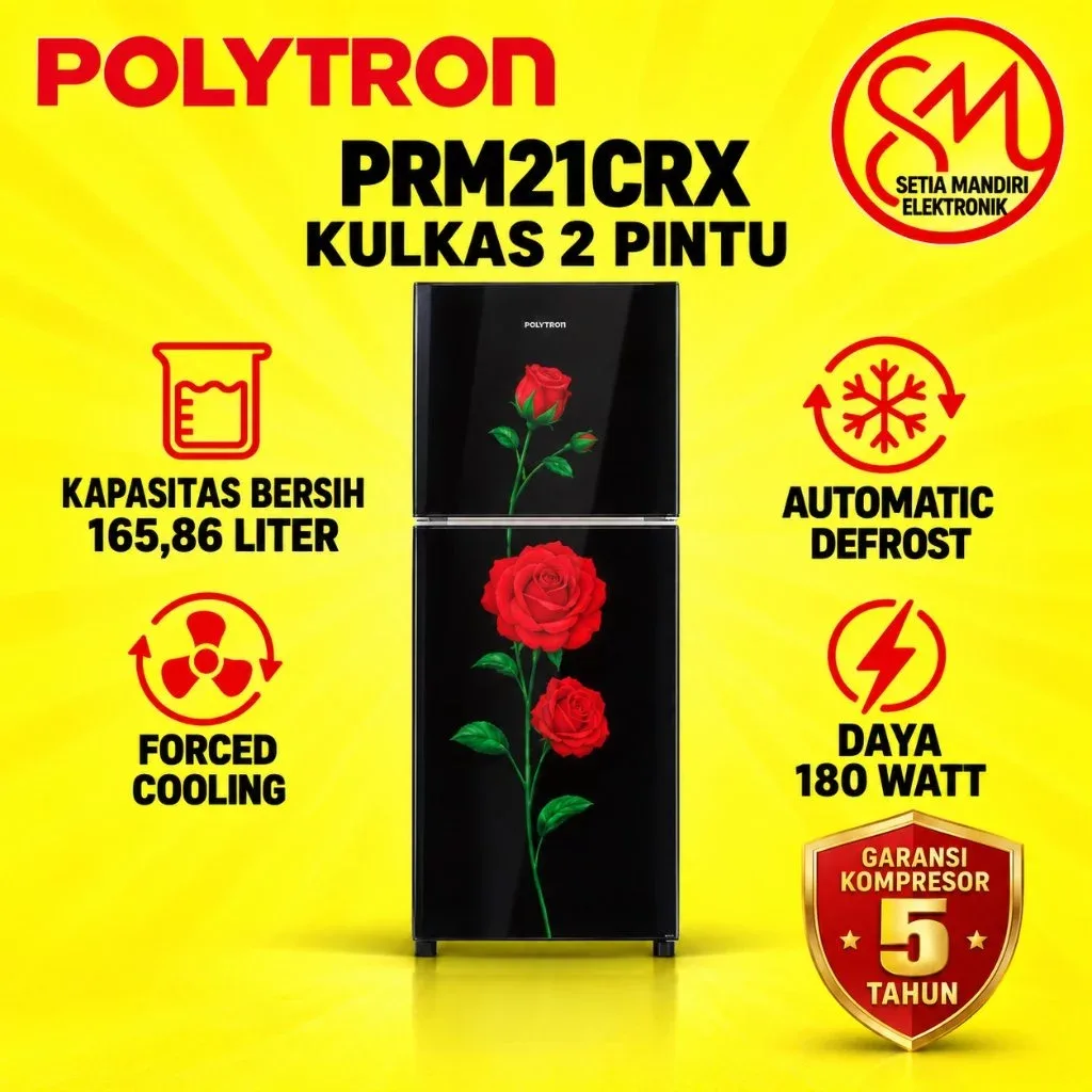 Kulkas 2 Pintu Polytron 170 liter PRM-21CRX I PRM-21DRX - GARANSI RESMI