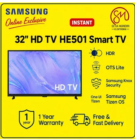 [INSTANT] SAMSUNG Smart TV 32 Inch 32HE501H HD - UA32HE501HKXXD Televisi LED 32 In HDR10 Plus Tizen Bixby Bluetooth