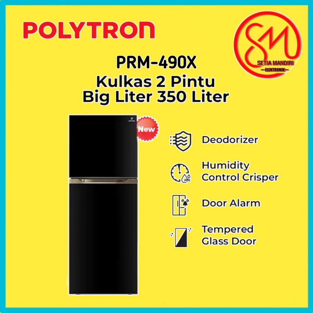 POLYTRON Kulkas 2 Pintu Belleza Big Liter 350 Liter Inverter PRM 490X