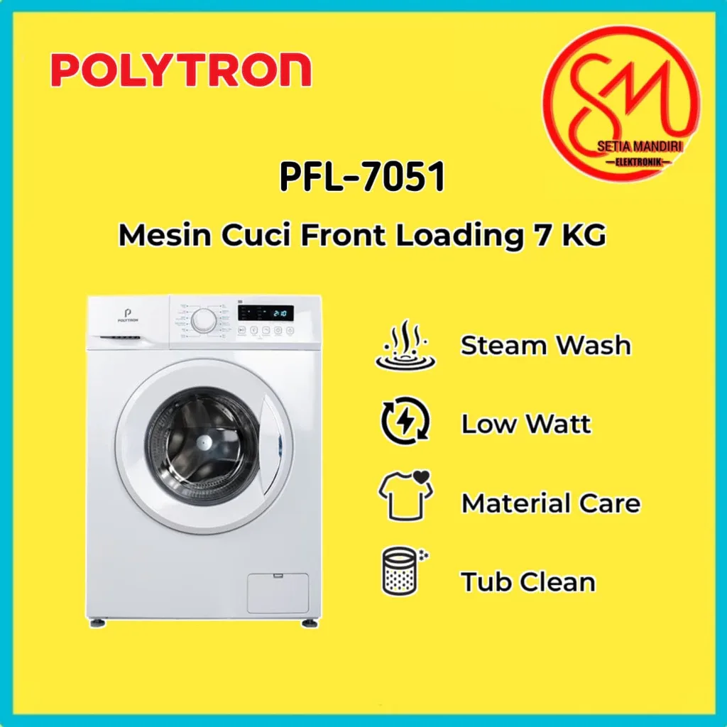 POLYTRON Mesin Cuci Front Loading Wonderwash Series 7 KG - PFL 7051
