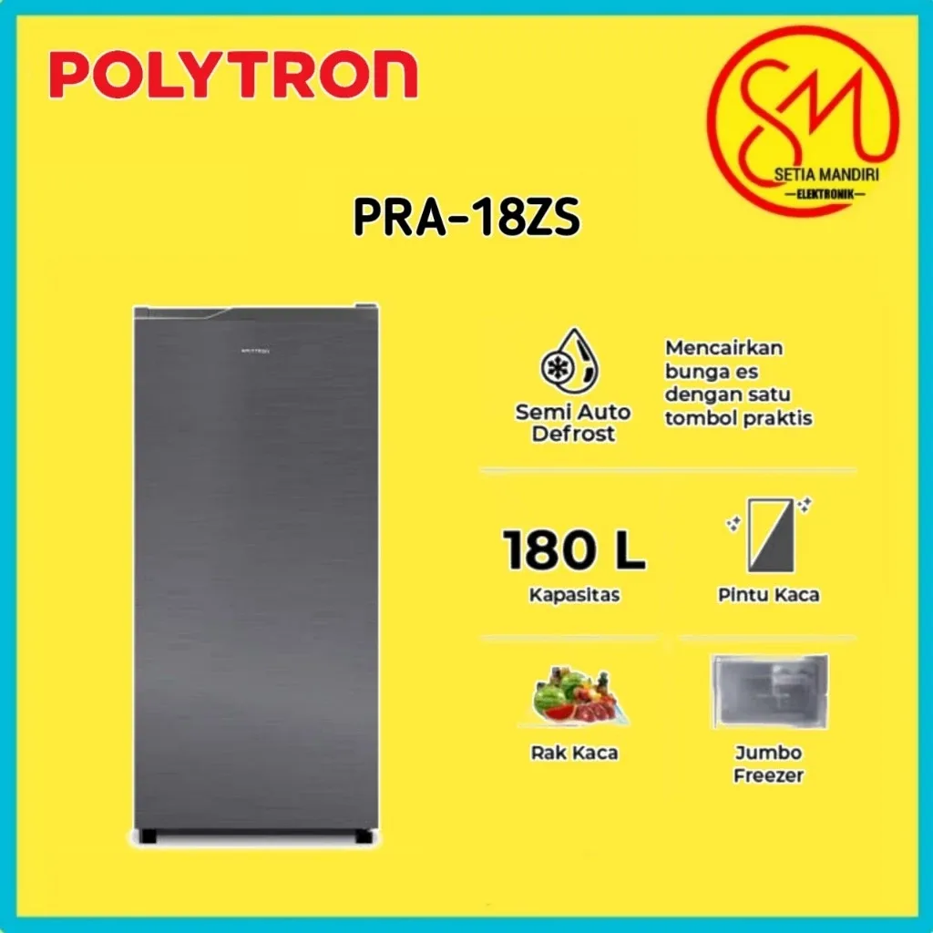 POLYTRON Kulkas 1 Pintu Belleza 180 liter PRA 18ZS - GARANSI RESMI