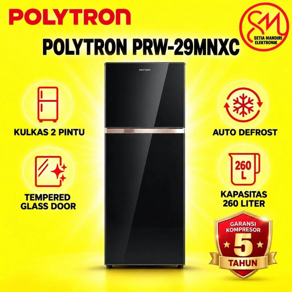 Kulkas 2 Pintu POLYTRON PRW-23MNXC / PRW-29MNXC (Black) New Model