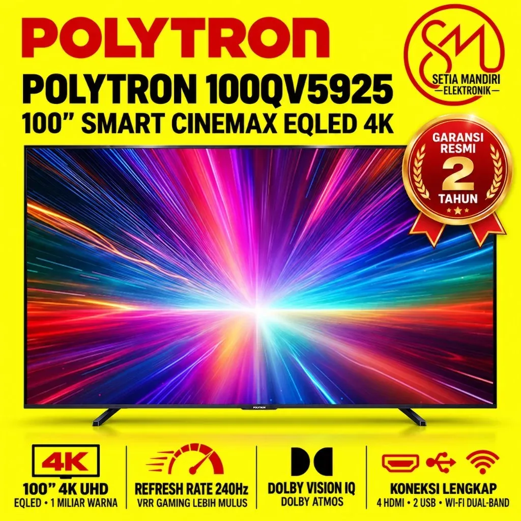 POLYTRON Smart Google TV EQLED TV 100 Inch 4K - PLD 100QV5925