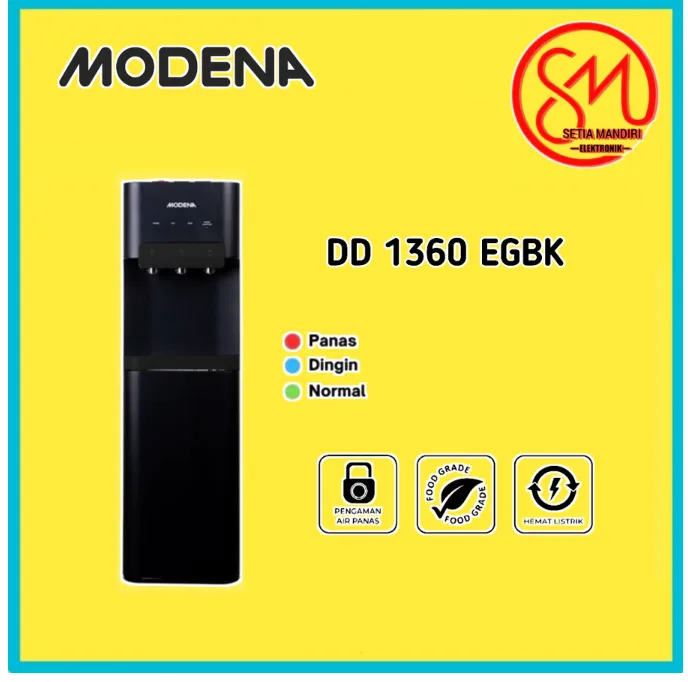 MODENA Water Dispenser Bottom Loading DD 1360 EGBK Galon Bawah Normal Panas Dingin