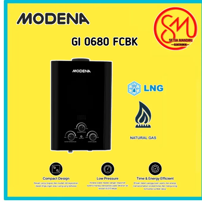 Pemanas Air Gas LNG Modena GI 0680 FCBK - Water Heater Gas Alam Modena