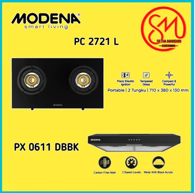 [Kargo] MODENA PC2721L Kompor Gas Portable Cooker 2 Tungku GIUSTO PC 2721 L Brass Burner Enamel Grid