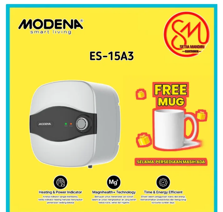 MODENA DOMO Water Heater Listrik 10 15 Liter - Electric Pemanas Air Kamar Mandi ES10A3 | DA4010