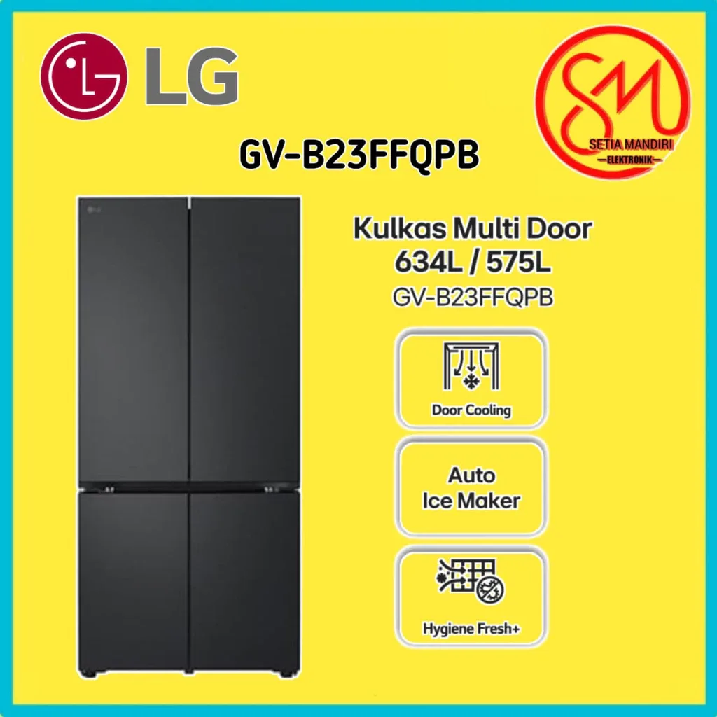 LG Kulkas Multi Door 634L / 575L - Hygiene Fresh - Automatic Ice Maker - ThinQ - GV-B23FFQPB