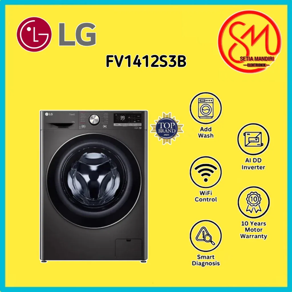 LG FV1412S3B Mesin Cuci Front Loading W/ AI DD & TurboWash 12Kg Garansi Resmi