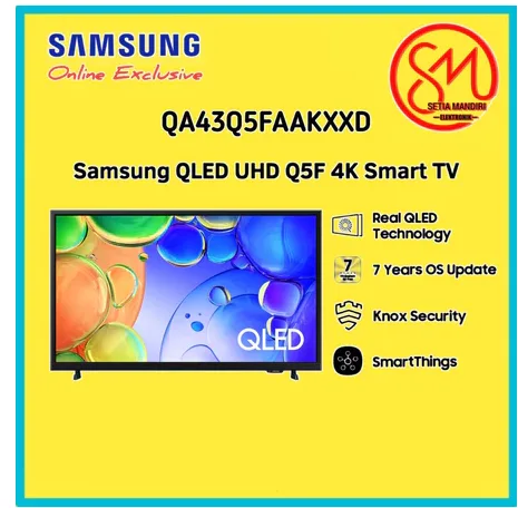 SAMSUNG Smart TV 43 Inch QLED Q5F QA43Q5FAAKXXD Quantum HDR HDR10+ Hyper Real Tizen Bixby Apple AirPlay Q-Symphony
