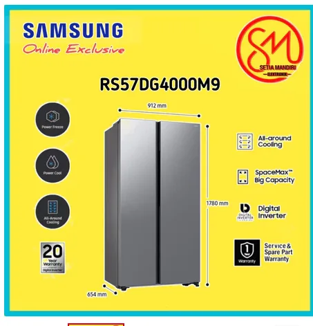 SAMSUNG Kulkas Side by Side RS57DG4000M9 603 Liter AI SmartThings AI Energy Mode SpaceMax No Frost Digi