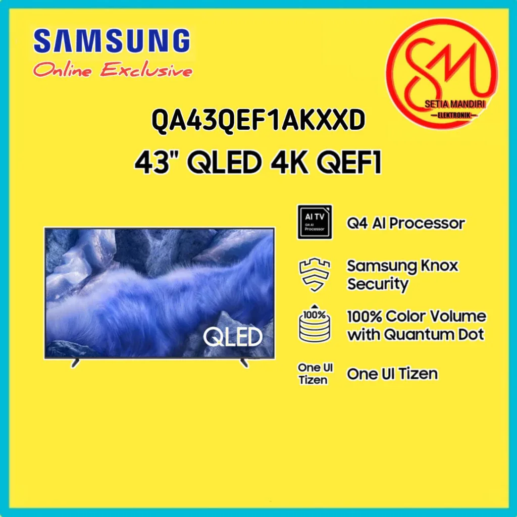 SAMSUNG Smart TV 43 Inch QLED 4K QEF1 QA43QEF1AKXXD Q4 AI Processor Quantum HDR HDR10+ Color Booster Pro Filmmaker Mode