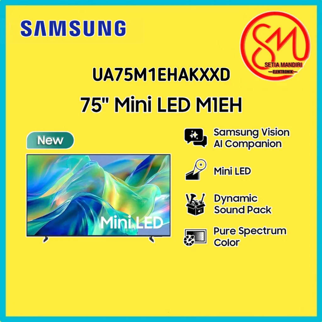 SAMSUNG Smart TV 75 Inch Mini LED M1EH UA75M1EHAKXXD 4K Vision AI 2026 Mini LED Processor Pure Spectrum Color Vision AI