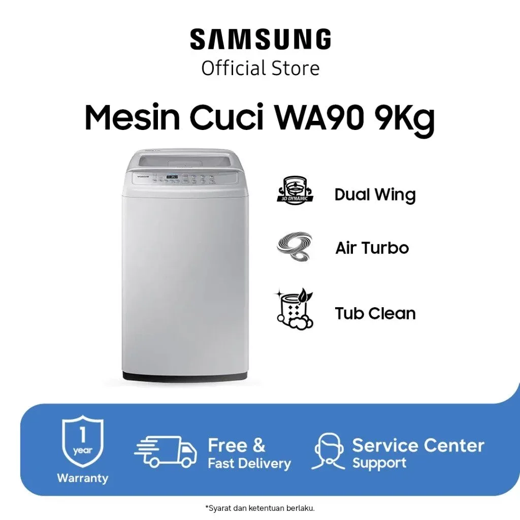 Samsung Mesin Cuci Top Loading 9Kg | Eco Tub Clean | WA90H4200SG/SE