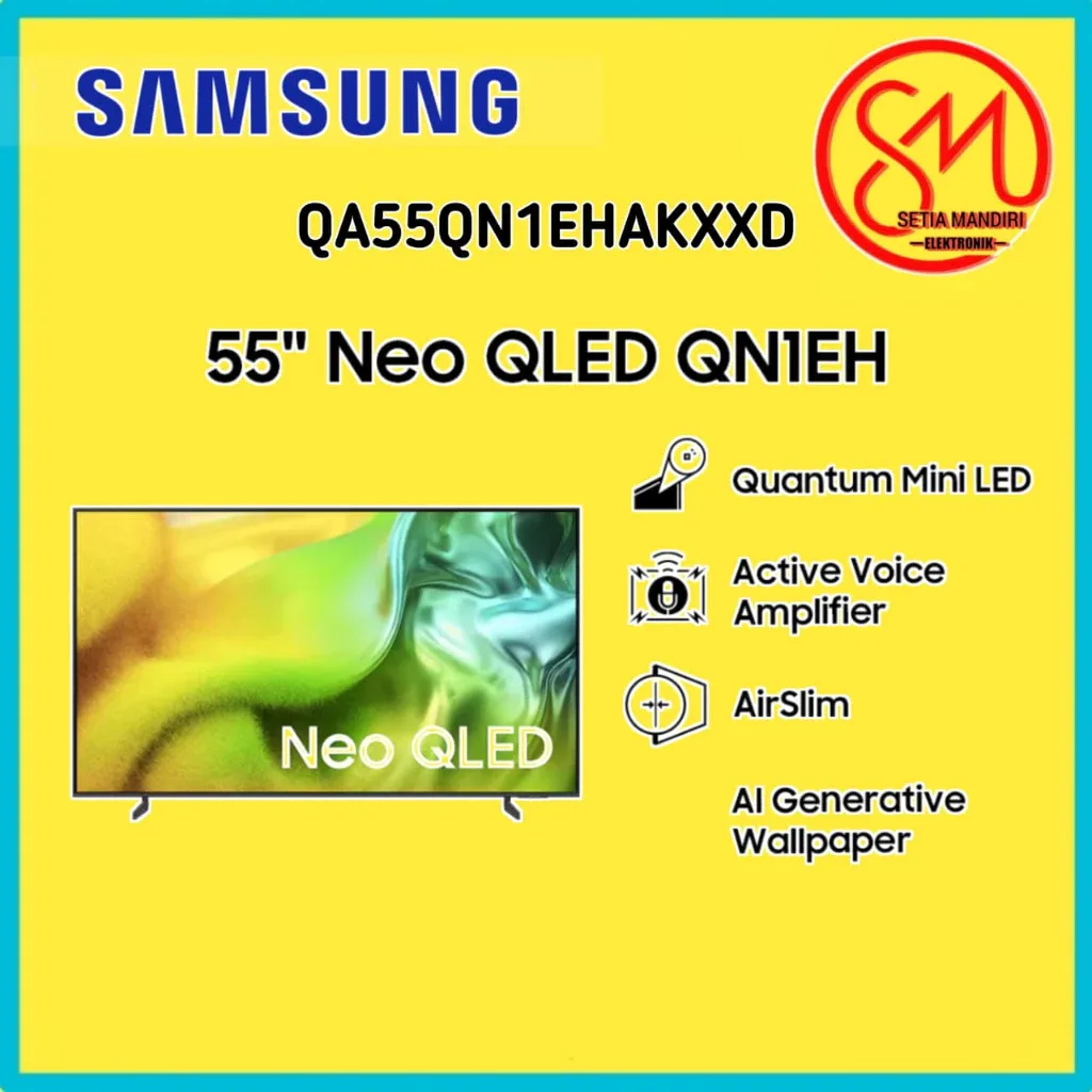 SAMSUNG Smart TV 55 Inch Neo QLED QN1EH QA55QN1EHAKXXD - Televisi Quantum Mini LED 4K AI Tizen HDR10 Plu