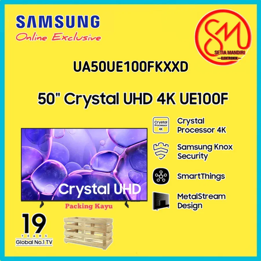 SAMSUNG Smart TV Crystal UHD 4K UE100F 50 Inch UA50UE100FKXXD Crystal Processor HDR10+ Tizen Bixby VRR ALLM
