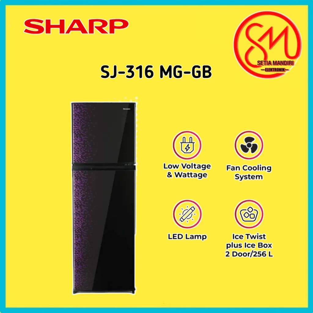 SHARP Kulkas 2 Pintu Low Watt SJ-316MG-GB/GR