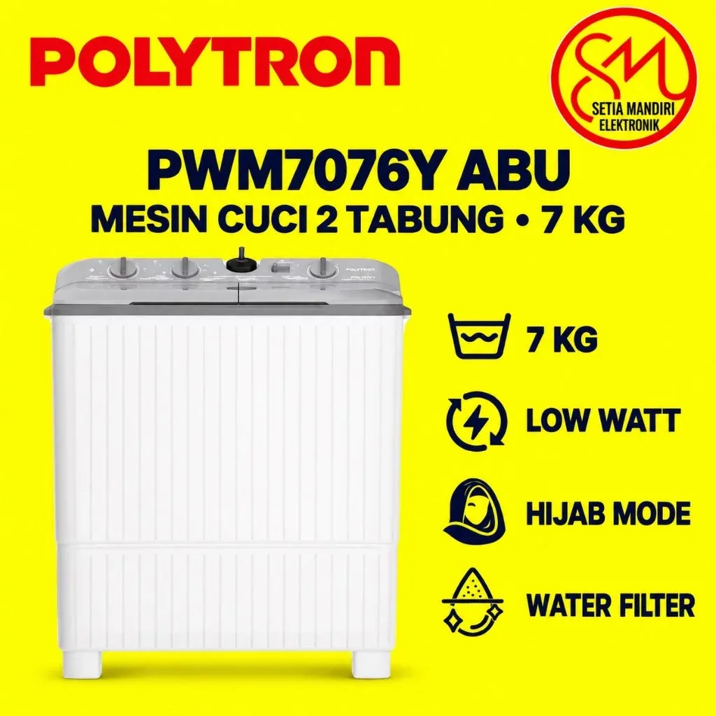 POLYTRON Mesin Cuci 7KG 8KG 9KG - PWM 7076 8076 9076 - 7 8 9 KG - GARANSI RESMI