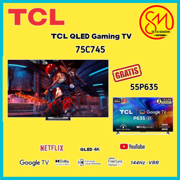 TCL 75C745 / C745 QLED 4K UHD Smart Google TV w/ 144Hz VRR 75 Inch ...